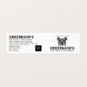 Gedetailleerde grijze hond met bot, huisdierwinkel visitekaartje (Buitenkant ongevouwen)