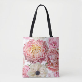 Gedetailleerde handgetekende tuinbloemen. tote bag