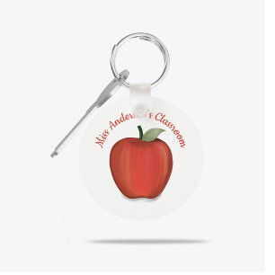 Gedetailleerde heldere rode Apple voor leraar Sleutelhanger