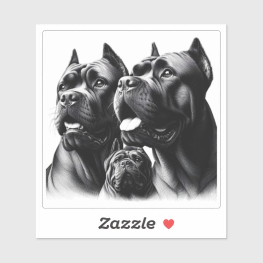 Gedetailleerde illustratie van drie zwarte honden  sticker (Vel)