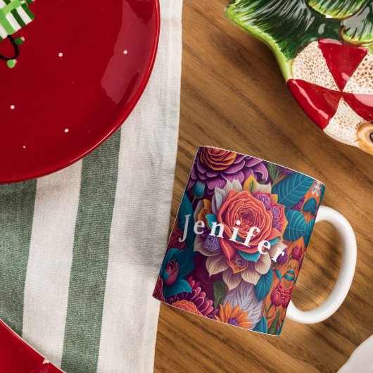 Gedetailleerde illustratie van Flowers Coffee Mok