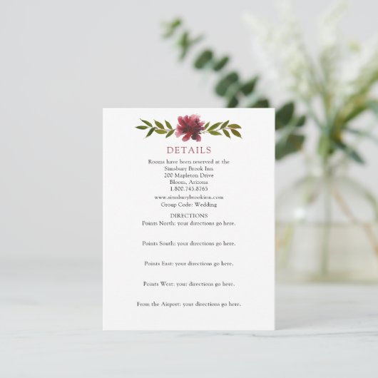 Gedetailleerde informatie en richtlijnen over het  informatiekaartje (Staand voorkant)