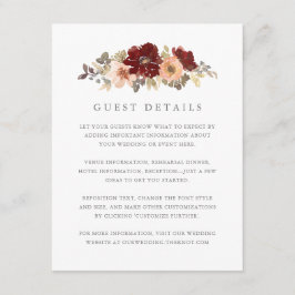 Gedetailleerde informatie over Bourgogne en peach  Informatiekaartje