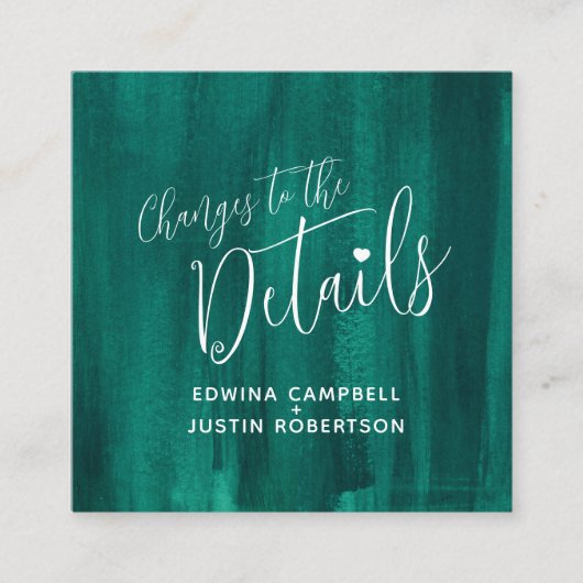 Gedetailleerde informatie over bruiloft: groene ku informatiekaartje (Voorkant)