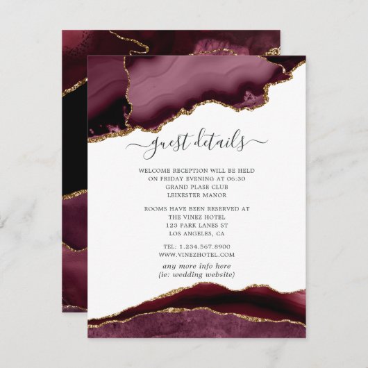 Gedetailleerde informatie over de Bourgogne en de Informatiekaartje (Voorkant / Achterkant)