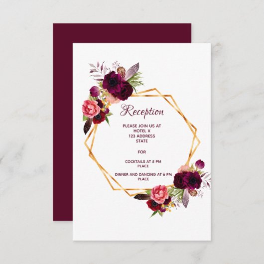 Gedetailleerde informatie over de bruiloft geo flo informatiekaartje (Voorkant / Achterkant)