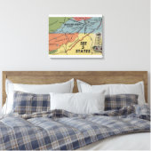 Gedetailleerde kaart van 5 staten - Big Walker Loo Canvas Afdruk (Insitu (Slaapkamer))