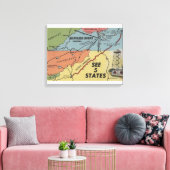 Gedetailleerde kaart van 5 staten - Big Walker Loo Canvas Afdruk (Insitu (Woonkamer))