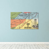 Gedetailleerde kaart van 5 staten - Big Walker Loo Canvas Afdruk (Insitu (Houten vloer))