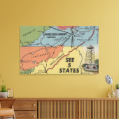 Gedetailleerde kaart van 5 staten - Big Walker Loo Canvas Afdruk (Insitu (Woonkamer))