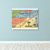 Gedetailleerde kaart van 5 staten - Big Walker Loo Canvas Afdruk (Insitu (Houten vloer))