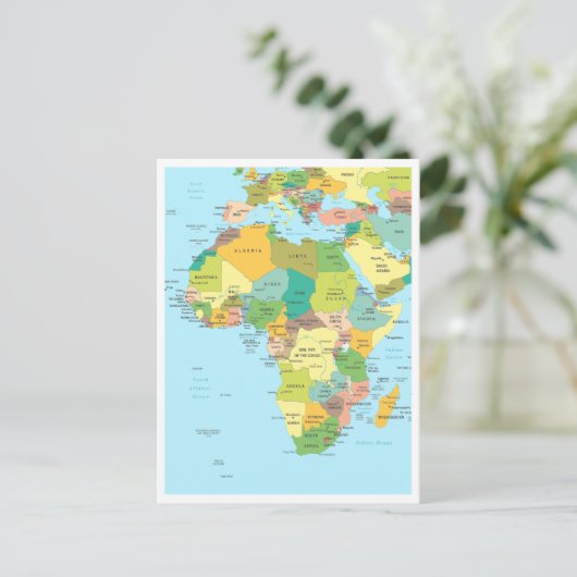 Gedetailleerde kaart van Afrika Continent (Staand voorkant)