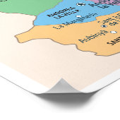 Gedetailleerde kaart van Andorra-regio's Poster (Hoek)