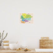 Gedetailleerde kaart van Andorra-regio's Poster (Keuken)