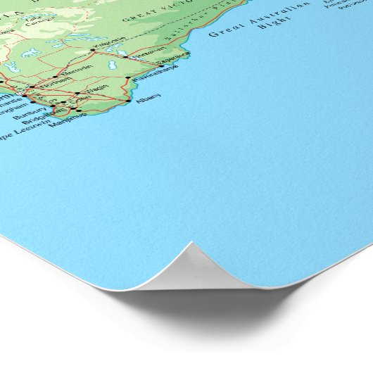 Gedetailleerde kaart van Australië Poster (Hoek)