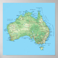 Gedetailleerde kaart van Australië Poster