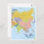 Gedetailleerde kaart van Azië Continent (Voorkant / Achterkant)