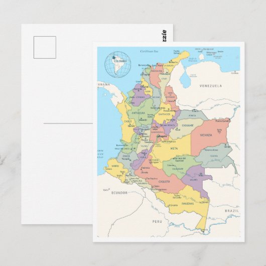 Gedetailleerde kaart van Colombia (Voorkant / Achterkant)