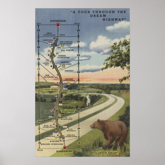 Gedetailleerde kaart van de Dream Highway Poster (Voorkant)