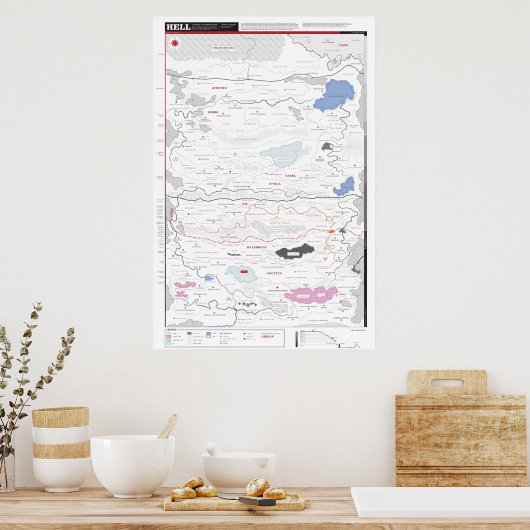 Gedetailleerde kaart van de hel poster (Keuken)