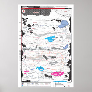 Gedetailleerde kaart van de hel poster