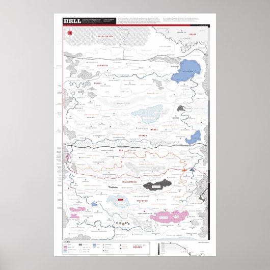 Gedetailleerde kaart van de hel poster (Voorkant)