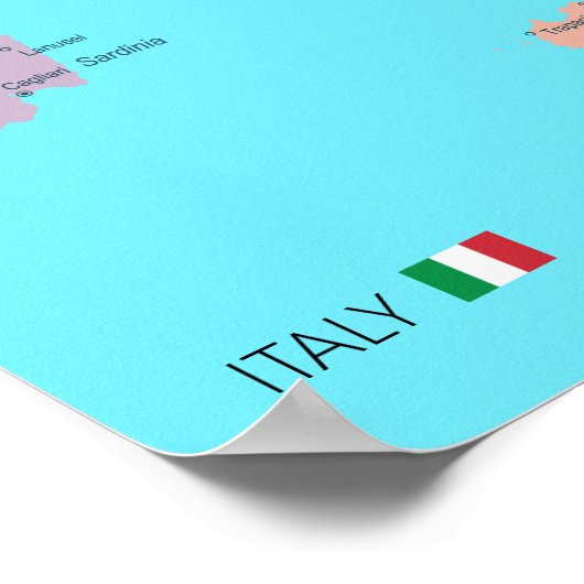 Gedetailleerde kaart van de Italiaanse regio's Poster (Hoek)