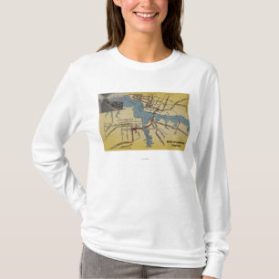 Gedetailleerde kaart van de Norfolk-Portsmouth Bri T-shirt