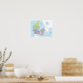 Gedetailleerde kaart van Denemarken Poster (Keuken)