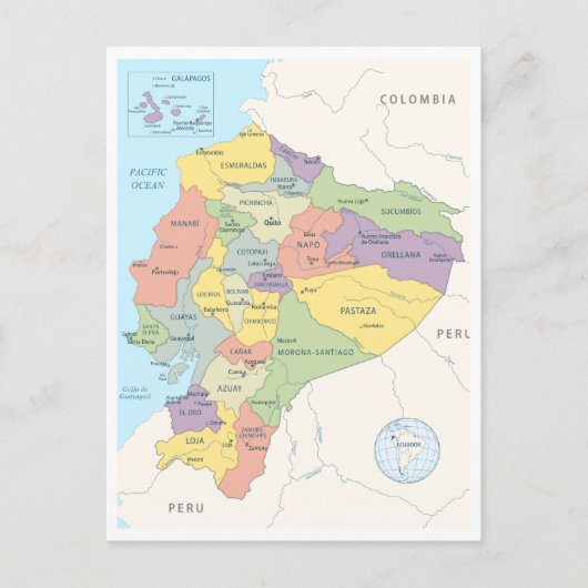 Gedetailleerde kaart van Ecuador (Voorkant)
