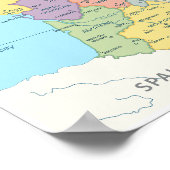 Gedetailleerde kaart van Frankrijk Poster (Hoek)