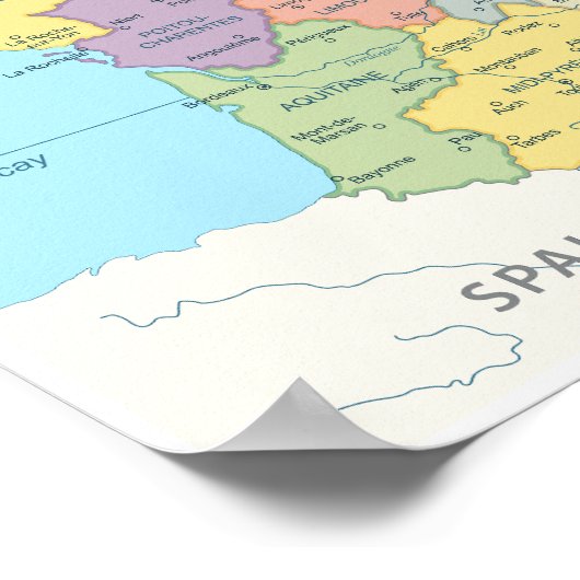 Gedetailleerde kaart van Frankrijk Poster (Hoek)