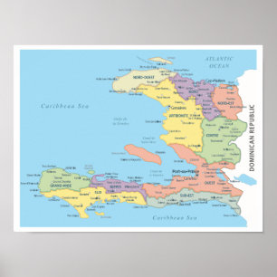 Gedetailleerde kaart van Haïtiaanse regio's Poster