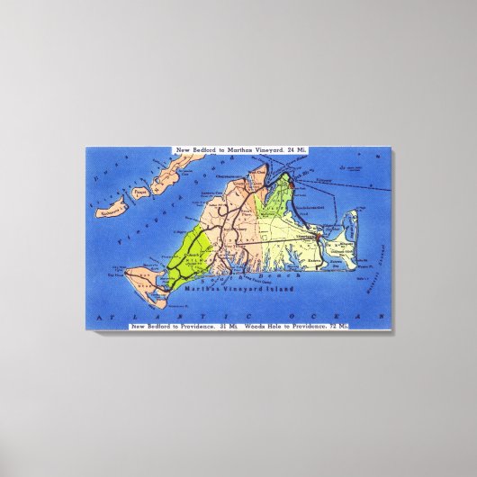Gedetailleerde kaart van het eiland canvas afdruk (Voorkant)