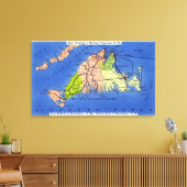 Gedetailleerde kaart van het eiland canvas afdruk (Insitu (Woonkamer))