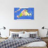 Gedetailleerde kaart van het eiland canvas afdruk (Insitu (Slaapkamer))