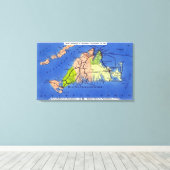 Gedetailleerde kaart van het eiland canvas afdruk (Insitu (Houten vloer))