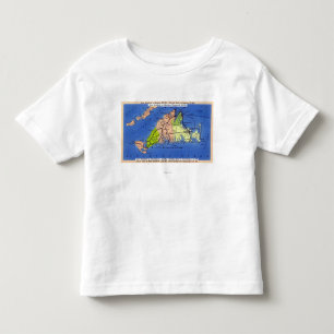 Gedetailleerde kaart van het eiland kinder shirts