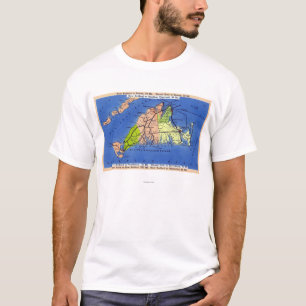 Gedetailleerde kaart van het eiland t-shirt