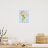 Gedetailleerde kaart van het Zuid-Amerikaanse cont Poster (Keuken)