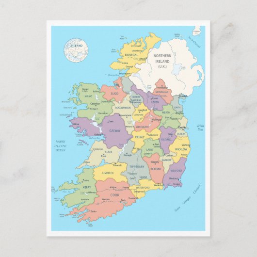 Gedetailleerde kaart van Ierland (Voorkant)