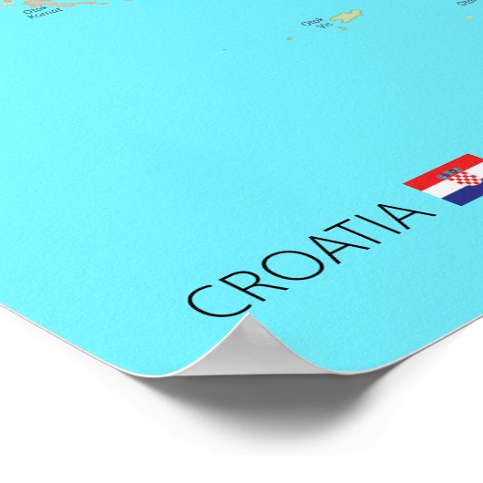 Gedetailleerde kaart van Kroatië Regio's Poster (Hoek)