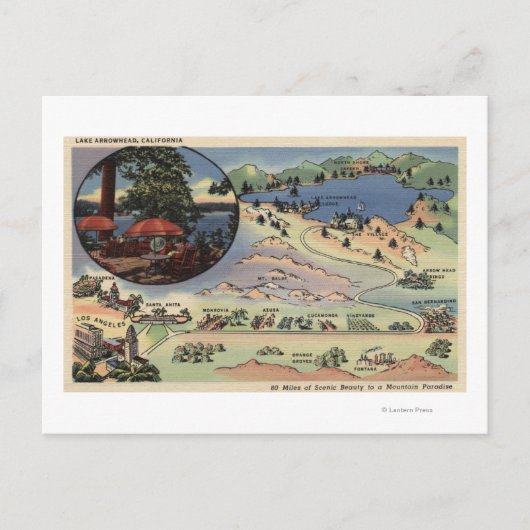 Gedetailleerde kaart van LA naar het meer (Voorkant)