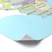 Gedetailleerde kaart van regio's in de Dominicaans Poster (Hoek)