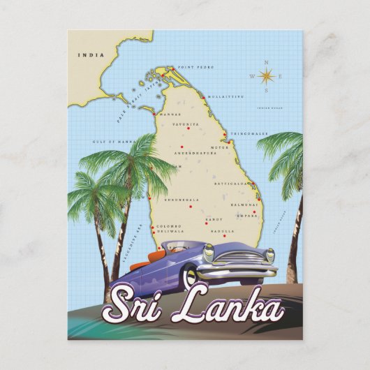 Gedetailleerde kaart van Sri Lanka (Voorkant)
