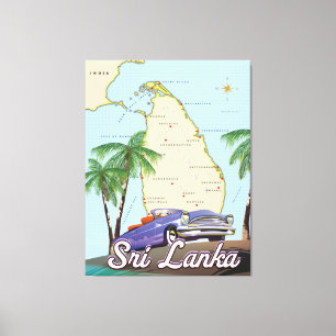 Gedetailleerde kaart van Sri Lanka Canvas Afdruk
