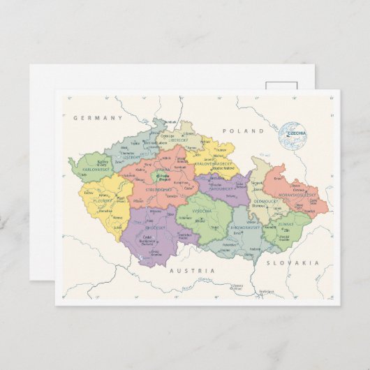 Gedetailleerde kaart van Tsjechië (Voorkant / Achterkant)