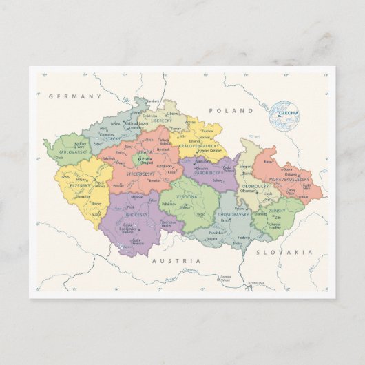 Gedetailleerde kaart van Tsjechië (Voorkant)
