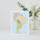 Gedetailleerde kaart van Zuid-Amerika (Staand voorkant)