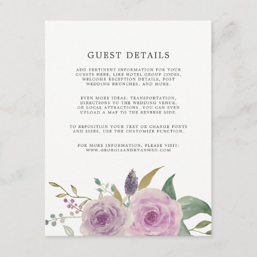 Gedetailleerde Kaart voor Violet & Sage Weddenscha (Voorkant)